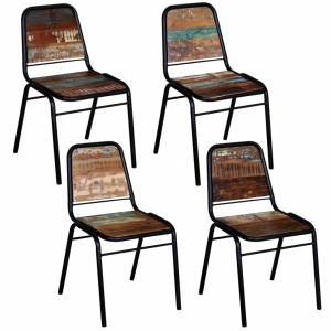 Καρέκλες Τραπεζαρίας 4 τεμ. από Μασίφ Ανακυκλωμένο Ξύλο