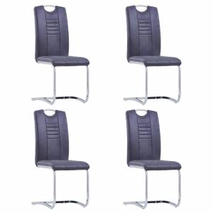 Καρέκλες Τραπεζαρίας «Πρόβολος» 4 τεμ. Γκρι Συνθετικό Καστόρι