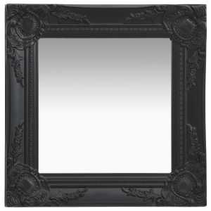Καθρέφτης Τοίχου  με Μπαρόκ Στιλ Μαύρος 40 x 40 εκ.
