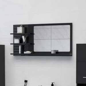 Καθρέφτης Μπάνιου Γυαλιστερό Μαύρο 90x10,5x45 εκ. Μοριοσανίδα