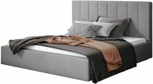 Επενδυμένο κρεβάτι Dobrik-160 x 200-Γκρι-Με μηχανισμό ανύψωσης