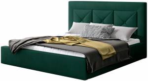 Επενδυμένο κρεβάτι Bisovar-200 x 200-Πράσινο-Χωρίς μηχανισμό ανύψωσης