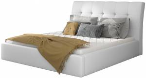 Επενδυμένο κρεβάτι Vibrani-160 x 200-Λευκό-Χωρίς μηχανισμό ανύψωσης