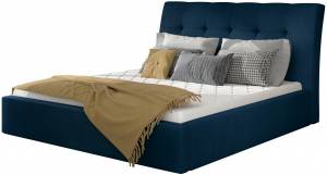 Επενδυμένο κρεβάτι Vibrani-180 x 200-Μπλέ-Χωρίς μηχανισμό ανύψωσης
