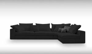 Γωνιακός καναπές Loft-Προσαρμόσιμη-315φ 185β εκ.-Μαύρο