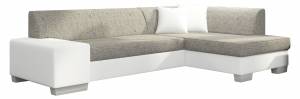 Γωνιακός καναπές Firminio-Δεξιά-Λευκό - Γκρι