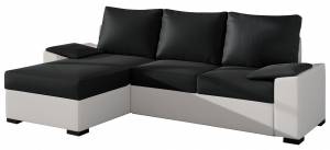 Γωνιακός καναπές Lenon-Μαύρο - Λευκό