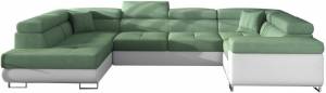 Γωνιακός καναπές Ollenne-Αριστερή-Λευκό - Πράσινο