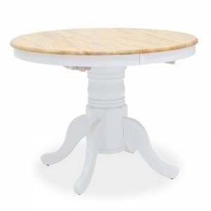 Tραπέζι Lars pakoworld επεκτεινόμενο ξύλο-MDF λευκό-φυσικό Φ100(+38)x100x75εκ