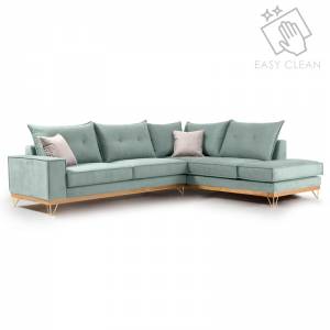Γωνιακός καναπές αριστερή γωνία Luxury II pakoworld ύφασμα ciel-cream 290x235x95εκ