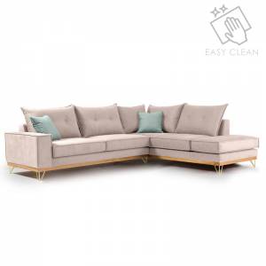 Γωνιακός καναπές αριστερή γωνία Luxury II pakoworld ύφασμα elephant-ciel 290x235x95εκ