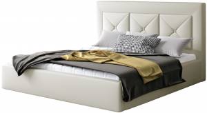 Επενδυμένο κρεβάτι 160 x 200-Λευκό-Χωρίς μηχανισμό ανύψωσης
