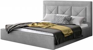 Επενδυμένο κρεβάτι 160 x 200-Γκρι-Χωρίς μηχανισμό ανύψωσης