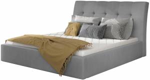 Επενδυμένο κρεβάτι 140 x 200-Γκρι-Χωρίς μηχανισμό ανύψωσης