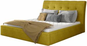 Επενδυμένο κρεβάτι 180 x 200-Κίτρινο-Χωρίς μηχανισμό ανύψωσης