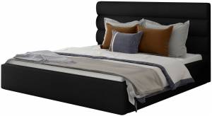 Επενδυμένο κρεβάτι 140 x 200-Μαύρο-Χωρίς μηχανισμό ανύψωσης