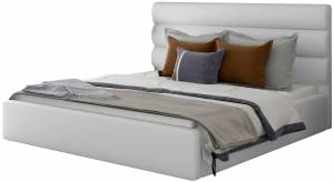 Επενδυμένο κρεβάτι 160 x 200-Λευκό-Χωρίς μηχανισμό ανύψωσης