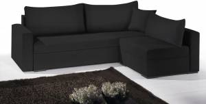 Γωνιακός καναπές -195φ 140β-Μαύρο