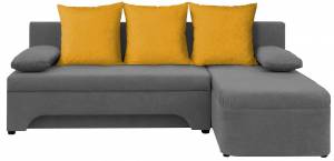 Γωνιακός καναπές -Γκρι - Κίτρινο