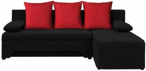 Γωνιακός καναπές -Μαύρο - κόκκινο