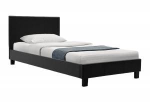 Κρεβάτι μονό 100x200 PU χρώμα μαύρο ματ με ανατομικές τάβλες