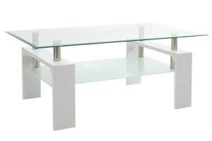 Τραπέζι σαλονιού γυαλί χρώμα ποδιών λευκό 100x60x42,5εκ
