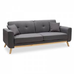 Καναπές-κρεβάτι με γκρι ύφασμα 214x80x86εκ