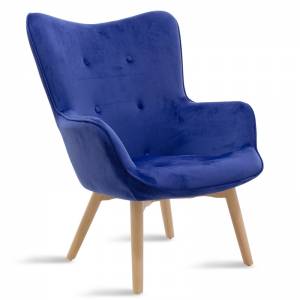 Πολυθρόνα υφασμάτινη βελούδο χρώμα μπλε