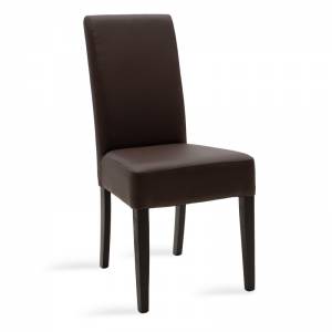 Καρέκλα σκούρο καφέ τεχνόδερμα - πόδια ξύλο μασίφ wenge