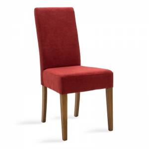 Καρέκλα κόκκινο ύφασμα - πόδια ξύλο μασίφ καρυδί