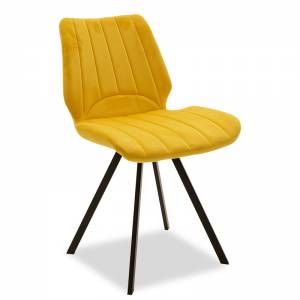 Καρέκλα μεταλλική μαύρη με ύφασμα βελουτέ κίτρινο