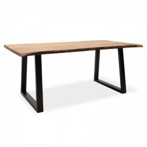 Τραπέζι μασίφ ξύλο χρώμα καρυδί-πόδι μέταλλο μαύρο 200x96x79εκ