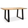 Τραπέζι  μασίφ ξύλο χρώμα καρυδί-πόδι μέταλλο μαύρο 160x90x79εκ