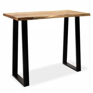 Τραπέζι μπαρ-κονσόλα μασίφ ξύλο χρώμα καρυδί-πόδι μέταλλο μαύρο 120x53x97εκ