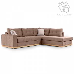 Γωνιακός καναπές αριστερή γωνία ύφασμα mocha-cream 280x225x90εκ