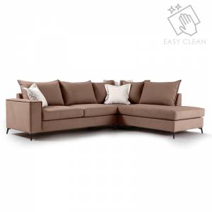 Γωνιακός καναπές αριστερή γωνία ύφασμα mocha-cream 290x235x95εκ