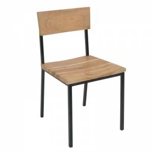 Καρέκλα Tραπεζαρίας Μέταλλο Βαφή Μαύρο / Ξύλο Ακακία Φυσικό