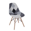 Wood Καρέκλα Ξύλο - PP Ύφασμα Patchwork Black & White