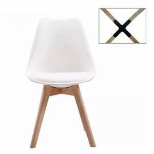 Καρέκλα Metal Cross Ξύλο / PP Άσπρο - Μονταρισμένη Ταπετσαρία