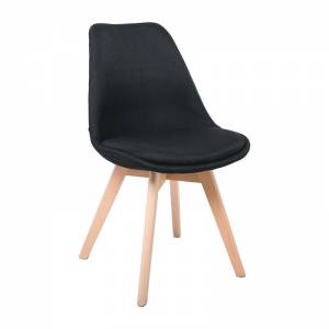 Καρέκλα Ξύλο / Ύφασμα Μαύρο - Μονταρισμένη Ταπετσαρία