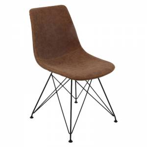 Καρέκλα Μέταλλο Βαφή Μαύρο / PU Vintage Brown