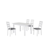 Set Τραπεζαρία Κουζίνας Άσπρο-Ύφασμα Γκρι : Τραπέζι Επεκτεινόμενο + 4 Καρέκλες