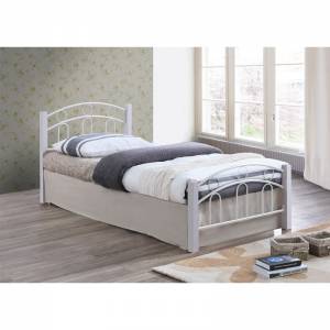 Κρεβάτι Μονό Μέταλλο Βαφή Άσπρο / Ξύλο Άσπρο