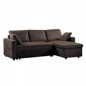 Καναπές-Κρεβάτι Γωνία Αναστρέψιμη με Αποθηκευτικό Χώρο / Microfiber Σκούρο Καφέ