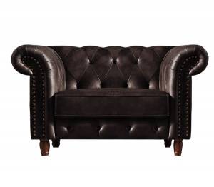 Πολυθρόνα Σαλονιού - Καθιστικού Ύφασμα Leather Air Σκούρο Καφέ