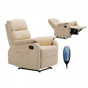 Massage Πολυθρόνα Relax Σαλονιού - Καθιστικού PU Μπεζ